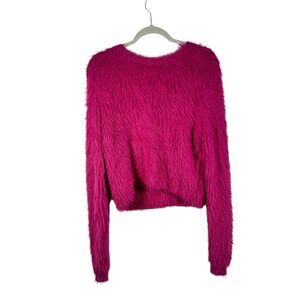 Pinch Pink Eyelash Crop Sweater Preppy Casual Stretch NWT Womens Size Medium